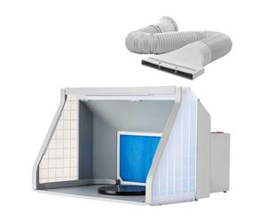 WilTec Système d'aspiration Airbrush - 9 m³/Min - avec Éclairage LED et Ventilation - contrôle par Boutons on/Off - Cabine à Double Ventilateur réglable