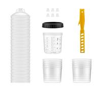 WilTec Système de Godets de mélange 600 ML, 50 filtres de 125 μm, Lot de Godets de mélange pour Peinture avec couvercles, Godets doseurs, Godets de mélange pour Peinture Automobile