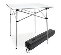 WilTec Table de Camping Pliante, 700 x 690 x 690 mm, Table Portable Blanche en alu, avec Dessus Enroulable et Sac, BBQ, fêtes, Barbecue, Pique-Nique