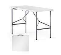 Wiltec Table de camping pliante, 1220 x 600 x 750 mm, table portable blanche en PE-HD/acier, table pliable légère pour extérieur, BB