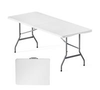 Wiltec Table de camping pliante, 1800 x 750 x 740 mm, table portable gris clair en PE-HD/acier, table pliable légère pour extérieur,