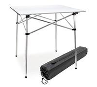 WilTec Table de Camping Pliante, 700 x 690 x 690 mm, Table Portable argentée en alu, avec Dessus Enroulable et Sac, BBQ, fêtes, Barbecue, Pique-Nique