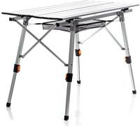 Wiltec Table de camping pliante, 900 x 530 x 650 mm, table portable grise en alu, réglable en hauteur 45-65 cm, extérieur, BBQ, fêtes, barbecue, pique-nique