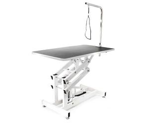WilTec Table de toilettage canin et félin - 108 x 60 x 55,5-92,5 cm - Hydraulique et Pliable - avec 1 Sangle - Surface de toiletteur Soins Grooming pour Chiens et Chats