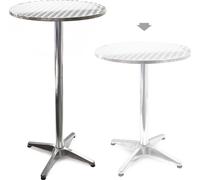 WilTec Table Haute de Bar sur Pied - 600 x 600 x 700 mm - Réglage en Hauteur 70/110 cm/Ø 60 cm/Tube Ø 58 mm - en Aluminium - Mange Debout - Meuble Terrasse Jardin Salon Cuisine Bistro Brasserie