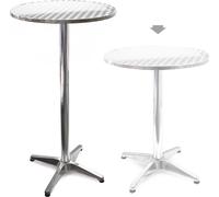 Wiltec Table haute de bar sur pied – 600 x 600 x 700 mm – Réglage en hauteur 70/110 cm / Ø 60 cm / tube Ø 63 mm – en Aluminium – Mange debout – Meuble Terrasse Jardin Salon Cuisine Bistro Brasserie