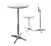 Wiltec Table haute de bar sur pied Pliable - 60x60x74 cm - Réglage en