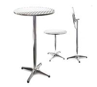 WilTec Table Haute de Bar sur Pied Pliable - 60x60x74 cm - Réglage en Hauteur 74/114 cm/Ø 60 cm/Tube Ø 58 mm - en Aluminium - Mange Debout - Meuble Terrasse Jardin Salon Cuisine Bistro Brasserie
