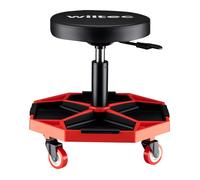 Wiltec Tabouret d'atelier avec tablette réglable en hauteur de 37 à 52 cm avec roulettes jusqu'à 136 kg