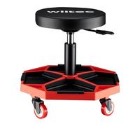 WilTec Tabouret d'atelier avec Tablette, réglable en Hauteur de 37 à 52 cm, avec roulettes jusqu'à 136 kg