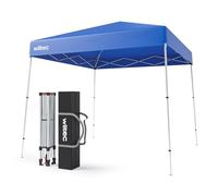Wiltec Tonnelle de Jardin Pliante étanche - 2,5 x 2,5 x 2,7 m - Couleur Bleue - avec Fermeture Centrale et Cadre Robuste - Tente Pavillon Gazebo de Fête Festivités Camping Réception