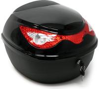 Wiltec Top Case Moto 22L Noir mat Coffret Valise Boîte Transport Porte-bagage Espace rangement Deux-roues Bande réfléchissante Sécurité routière Scooter Quad Roller