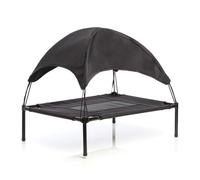 Wiltec Transat pour chiens et chats avec Toit – couleur Noire – L / 91 x 76 x 80 cm – 35 kg max – en tissu Oxford – Lit de camp relaxant surélevé pour Animal domestique avec protection soleil