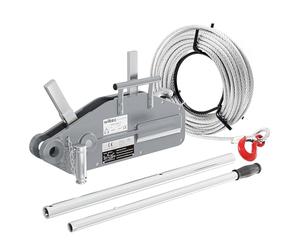 WilTec Treuil à câble - Charge Max. 1600 kg - Longueur 20 m/Ø 11 mm - avec Goupille de sécurité et Crochet - Palan Cabestan pour Levage Traction dans Jardinage Sylviculture Bateau
