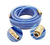 Wiltec Tuyau d’air comprimé PVC 15 m - Diamètre extérieur 12 mm - Flexible pneumatique pour compresseur - Gaine en tissu - Raccord rapide
