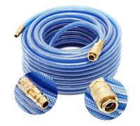 WilTec Tuyau d’air comprimé PVC 20 m - Diamètre extérieur 12 mm - Flexible pneumatique pour compresseur - Gaine en Tissu - Raccord Rapide