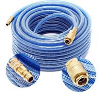 Wiltec Tuyau d’air comprimé PVC 20 m - Diamètre extérieur 12 mm - Flexible pneumatique pour compresseur - Gaine en tissu - Raccord rapide