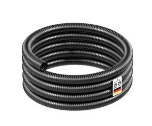 Wiltec Tuyau d'aspiration noir - 25 m/Ø 25 mm (1") / 130 g/m - avec Spirale de renforcement - Tube souple sans pression en PVC - pour Arrosage Irrigation Jardinage Évacuation Refoulement