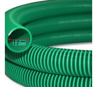 Wiltec Tuyau d'aspiration vert – 10 m / Ø 50 mm (2") – avec Spirale de renforcement – Tube à pression souple en PVC – pour Arrosage Irrigation Jardinage Évacuation Refoulement