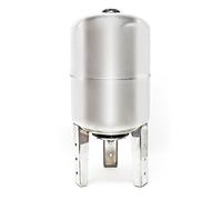 Wiltec Vase d'expansion en acier inoxydable 50 litres, réservoir à membrane vertical pour installations d'alimentation en eau domestiques et surpresseurs avec membrane EPDM