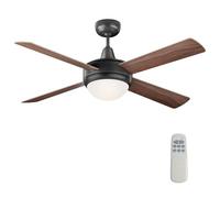 WilTec Ventilateur de plafond silencieux 53 W, 4 pales, Ø 122 cm, max. 18 m², plafonnier intégré, brasseur d’air avec lampe lustre luminaire