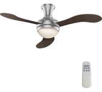 Wiltec Ventilateur de plafond silencieux 55 W, Ø 130 cm, max. 18 m², 3 pales, plafonnier intégré, brasseur d’air avec lampe lustre luminaire