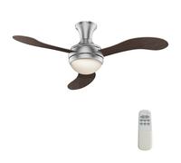 WilTec Ventilateur de plafond silencieux 55 W, Ø 130 cm, max. 18 m², 3 pales, plafonnier intégré, brasseur d’air avec lampe lustre luminaire