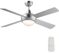 WilTec Ventilateur de Plafond Silencieux 65 W, 4 pales, Ø 130 cm, Max. 30 m², plafonnier intégré, brasseur d’air avec Lampe Lustre luminaire