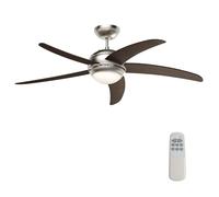 Wiltec Ventilateur de plafond silencieux 70 W, 5 pales, Ø 136 cm, max. 18 m², plafonnier intégré, brasseur d’air avec lampe lustre l