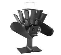 WilTec Ventilateur de poêle à bois - 2 Hélices - 1100 tr/min - 70-350 °C - Autoalimentation thermique par Chaleur Sans courant - Distribution homogène de chaleur de cheminée
