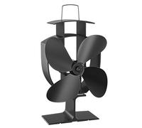 Wiltec Ventilateur de poêle à bois – 4 Pales – 1100 tr/min – 50-300 °C – Autoalimentation thermique par Chaleur Sans courant – Distribution homogène de chaleur de cheminée
