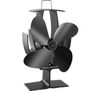 Wiltec Ventilateur de poêle à bois – 4 Pales – 1100 tr/min – 60-350 °C – Autoalimentation thermique par Chaleur Sans courant – Distribution homogène de chaleur de cheminée