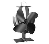 WilTec Ventilateur de poêle à bois - 4 Pales - 1100 tr/min - 60-350 °C - Autoalimentation thermique par Chaleur Sans courant - Distribution homogène de chaleur de cheminée