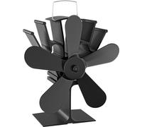 Wiltec Ventilateur de poêle à bois – 5 Hélices – 1100 tr/min – 70-350 °C – Autoalimentation thermique par Chaleur Sans courant – Distribution homogène de chaleur de cheminée