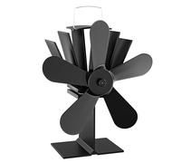 WilTec Ventilateur de poêle à bois - 5 Pales - 1100 tr/min - 70-350 °C - Autoalimentation thermique par Chaleur Sans courant - Distribution homogène de chaleur de cheminée