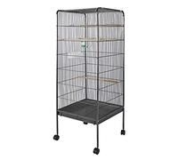 Wiltec Volière à Oiseaux XL 54 x 54 x 146 cm Cage Petits Oiseaux & Perruches avec Perchoir Espace Habitat Abri Protection Canaries Élevage Terrasse Jardin