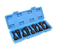 WilTec XPOtool Lot de 9 Douilles clé à Chocs 12,5mm (½″) tête Ronde Forme d’étoile 6 Branches T20-T70 75mm