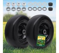 Wiltire Lot de 2 pneus et roues pour tondeuses à zéro braquage plat 11 x | Pneus de tracteur solides 11 x 4-5 avec jante, moyeu centré de 8,6 cm et bagues de 1,9 cm et 1,6 cm, adaptés pour les jardins