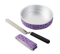 Wilton 2109-8441 - Moule de 20,3 cm - Bandes de cuisson homogènes - Couteau à palette coudé de 33 cm - Ensemble pour débutants - Gâteaux superposés