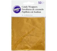 Wilton 50 Feuilles de Papier Doré Papier Aluminium pour Emballage Chocolat, Bonbons, Friandises, Sucettes, DIY Feuille Dorée - 10 x 10 cm