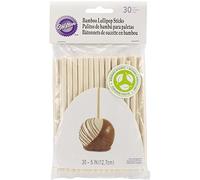 Wilton Bâtonnets en Bois de Bambou pour Cake Pops et Sucettes, Lot de 30 Sticks Réutilisables Solides 12 cm, Bâtons pour Lollipops, Chocolats, Pommes au Caramel et Friandises