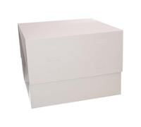 Wilton Boîte à Gâteau Hauteur Ajustable - Boîte Carrée en Carton avec Couvercle pour Transporter Gâteaux de Mariage & Gâteaux à Étages - 35 x 35 cm - Hauteur 20-28 cm