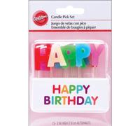Wilton Bougies Happy Birthday Set de 13 : Bougies d’Anniversaire Colorées pour Gâteaux, Décoration de Fête et Topper Joyeux Anniversaire - Lot 13 Pièces