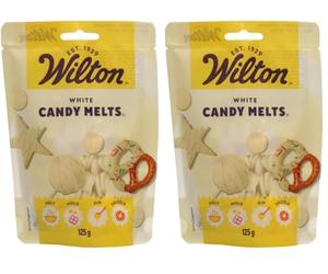 Wilton - Candy Melts Blanc: Bonbons fondants au Goût de Sucré et crémeux pour Mouler, Tremper et Décorer - Optimal pour Cake Pops, Bonbons, Gâteaux et Enrobage de Friandises - 125 g (Lot de 2)