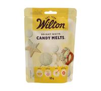 Wilton - Candy Melts Blanc Brillant: Bonbons fondants au Goût de Sucré et crémeux pour Mouler, Tremper et Décorer - Optimal pour Cake Pops, Bonbons, Gâteaux et Enrobage de Friandises - 125 g