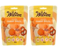 Wilton - Candy Melts Orange: Bonbons fondants au Goût de Sucré et crémeux pour Mouler, Tremper et Décorer - Optimal pour Cake Pops, Bonbons, Gâteaux et Enrobage de Friandises - 125 g (Lot de 2)
