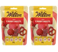 Wilton - Candy Melts Rouge: Bonbons fondants au Goût de Sucré et crémeux pour Mouler, Tremper et Décorer - Optimal pour Cake Pops, Bonbons, Gâteaux et Enrobage de Friandises - 125 g (Lot de 2)