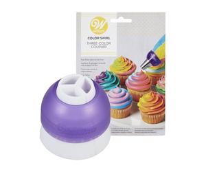 Wilton ColorSwirl Coupleur de Douilles Large Tri-Color, Adaptateur 3-Couleurs-en-1 avec Douilles, Sacs à Pâtisserie, Accessoires de Pâtisserie pour Décoration de Cupcakes et Gâteaux