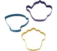 Wilton Cookie Cutter Tea Party, Lot de 3: Emporte-Pièces Goûter en Aluminium: Tasse à Thé, Théière et Cupcake, Pâtisserie, DIY - Set/3