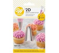Wilton Decorating Tip, Set de Douilles à Pâtisserie, #2D Drop Flower | Douilles en inox avec 2 poches à douille, Pour décorer gâteaux et cupcakes, Compatibles lave-vaisselle